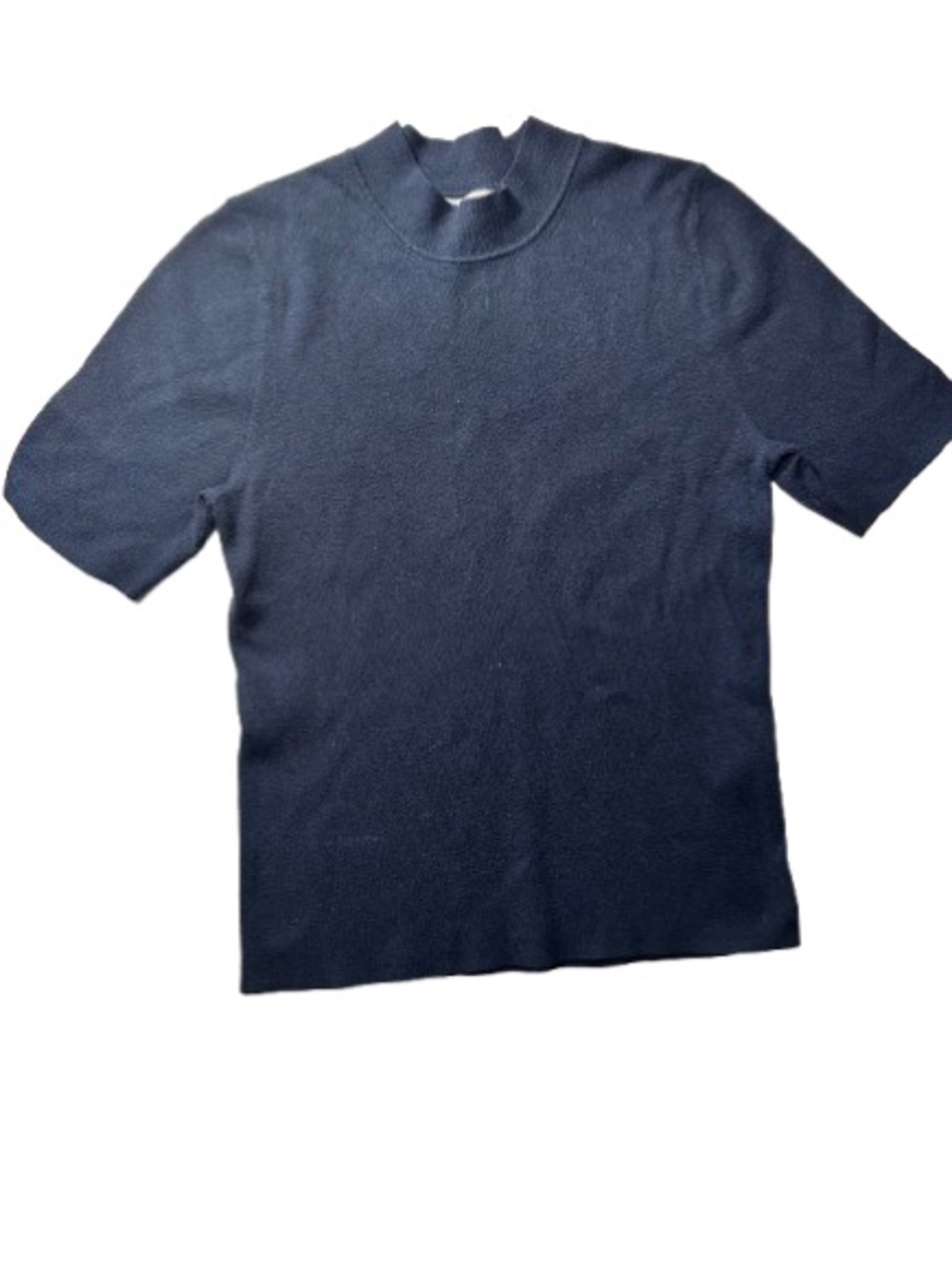 Banana Republic Navy Short-Sleeve Mock Neck Top